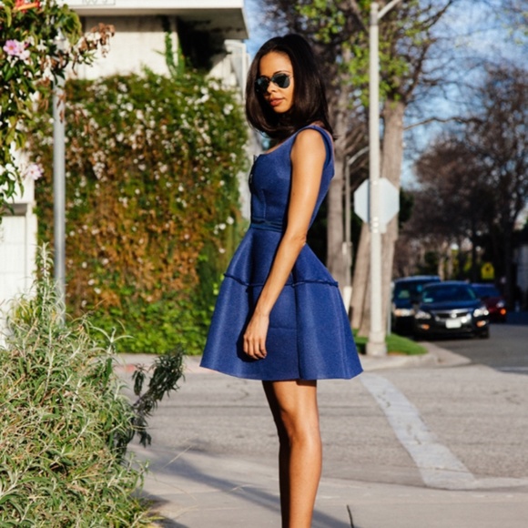 Maje blue fit and flare cocktail dress s - Picture 2 of 5